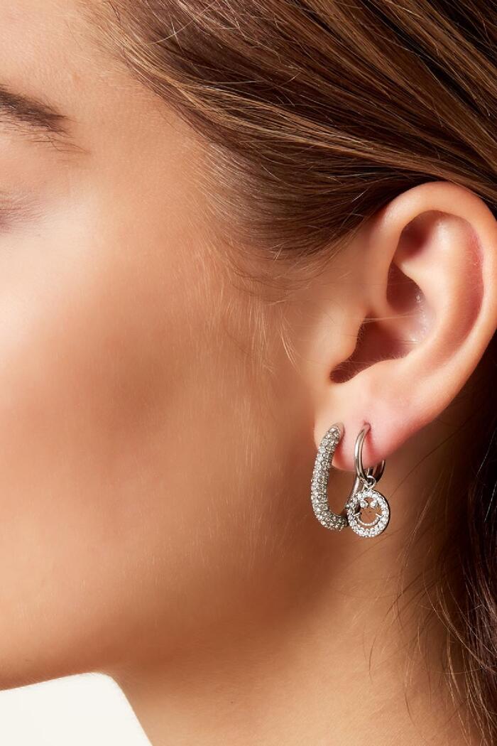 Boucles d'oreilles ovales avec zircone Argenté Acier inoxydable Image3